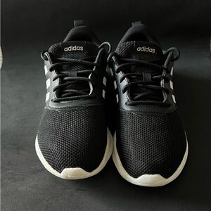 Adidas black and white cloud form sneakers